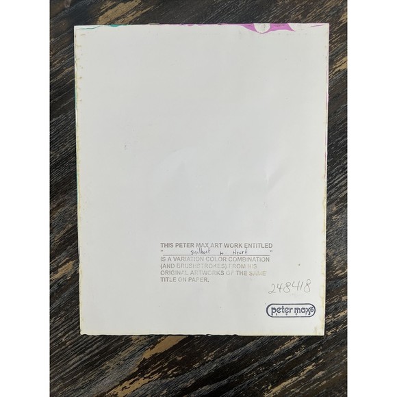 Peter Max Sailboat w/ Heart 248418 Hand Embellished Signed Serigraph - Picture 6 of 10